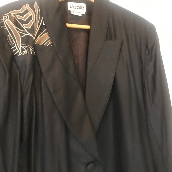 Vintage Licole 100% Silk Blazer Blazer with beading, leather, snake skin sz 16 - Picture 4 of 8